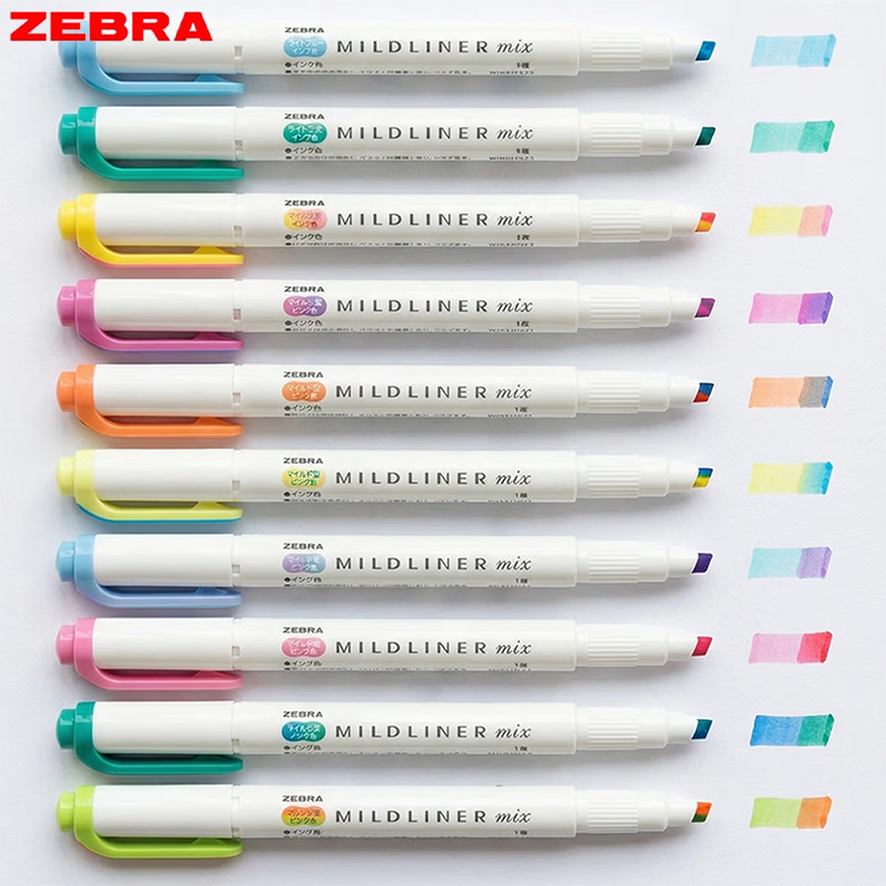 Zebra Pen Mildliner - Маркеры Zebra WKS23 Mildliner: двухцветные, мягкие