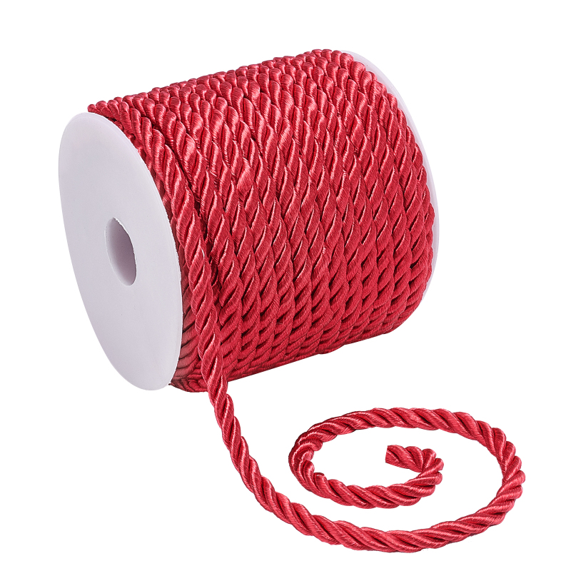 Cord Trim Twisted - 19,6 ярдов Красный шелковый шнур 3-слойный