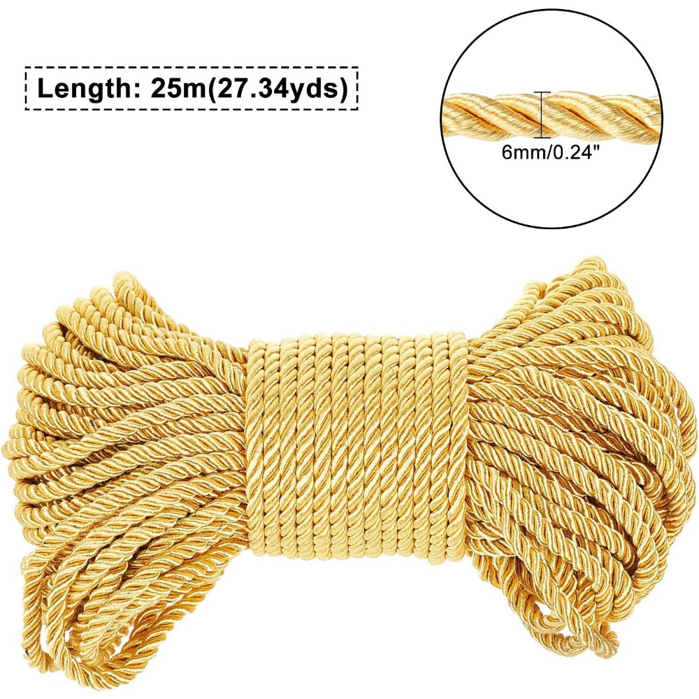 Золотой шнур 6 мм, 27 ярдов, в – обзор и цена Cord Trim Twisted
