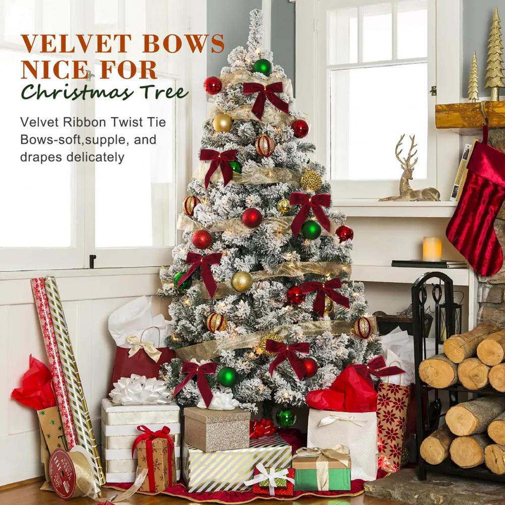 Рождественские бархатные банты – обзор и цена Christmas Craft Embellishment
